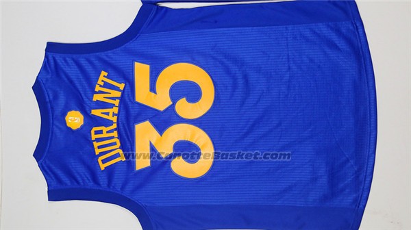 Maglia Natale 2016 Golden State Warriors Kevin Durant #35 Blu